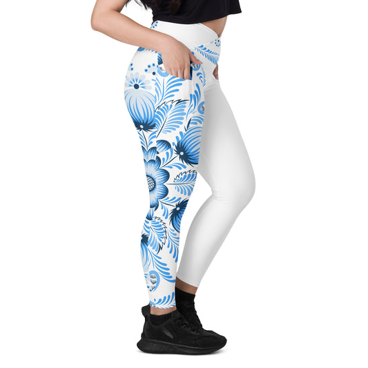 Gzhel Leggings with Pockets