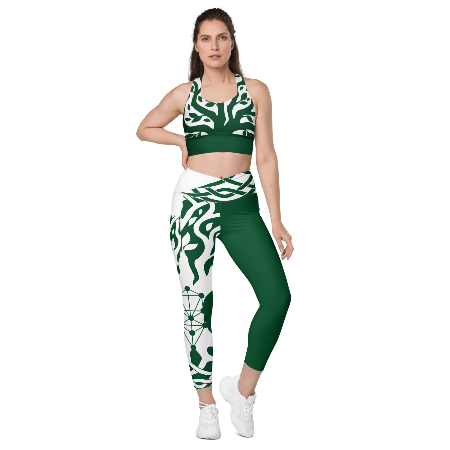 Tree of Life Leggings with Pockets - Forest Green