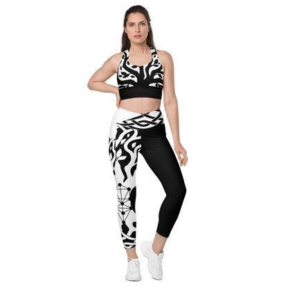 Tree of Life Sports Bra, Black and White